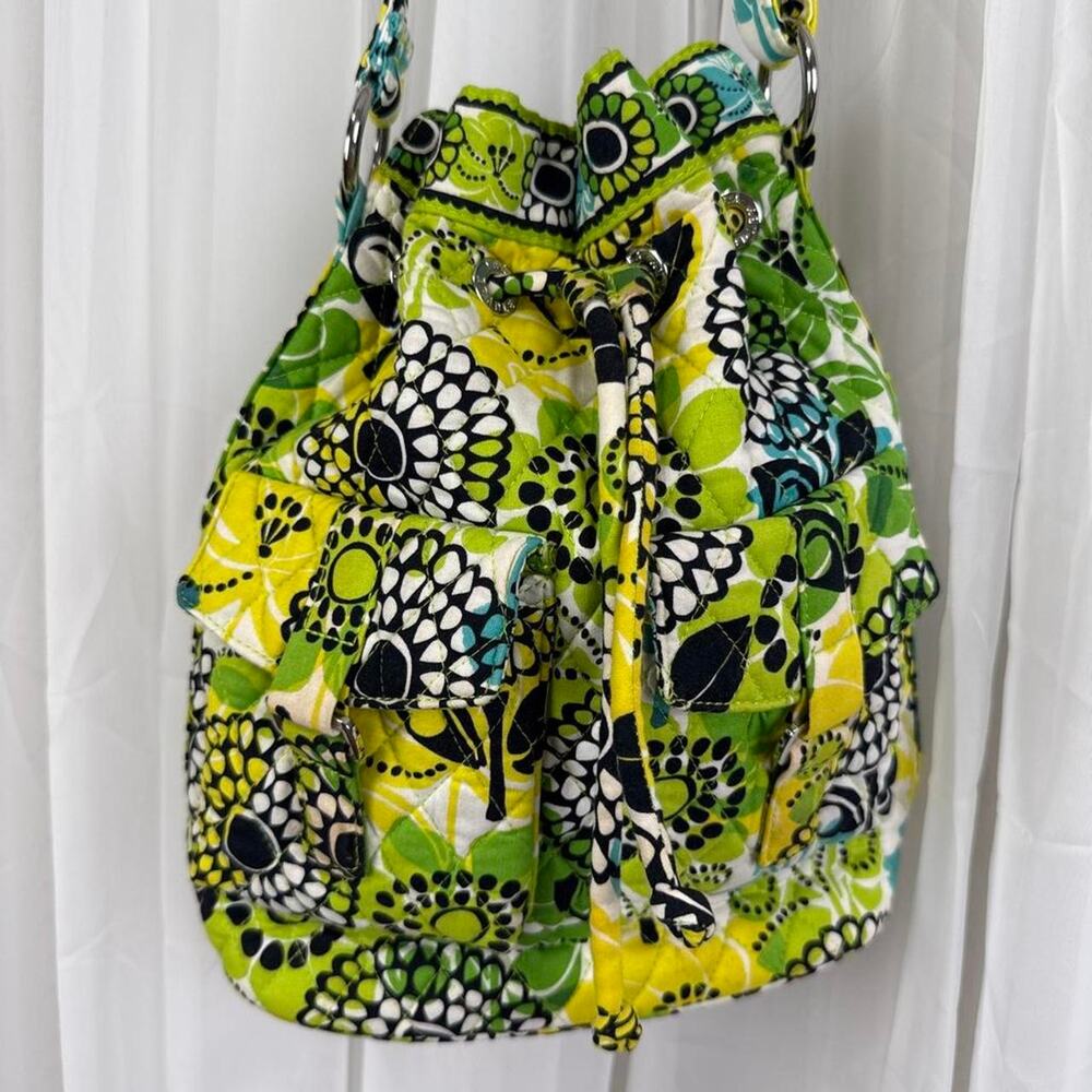 Vera bradley lime green quilted Drawstring Bucket Bag